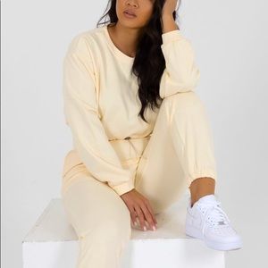 Cream crop top & jogger set